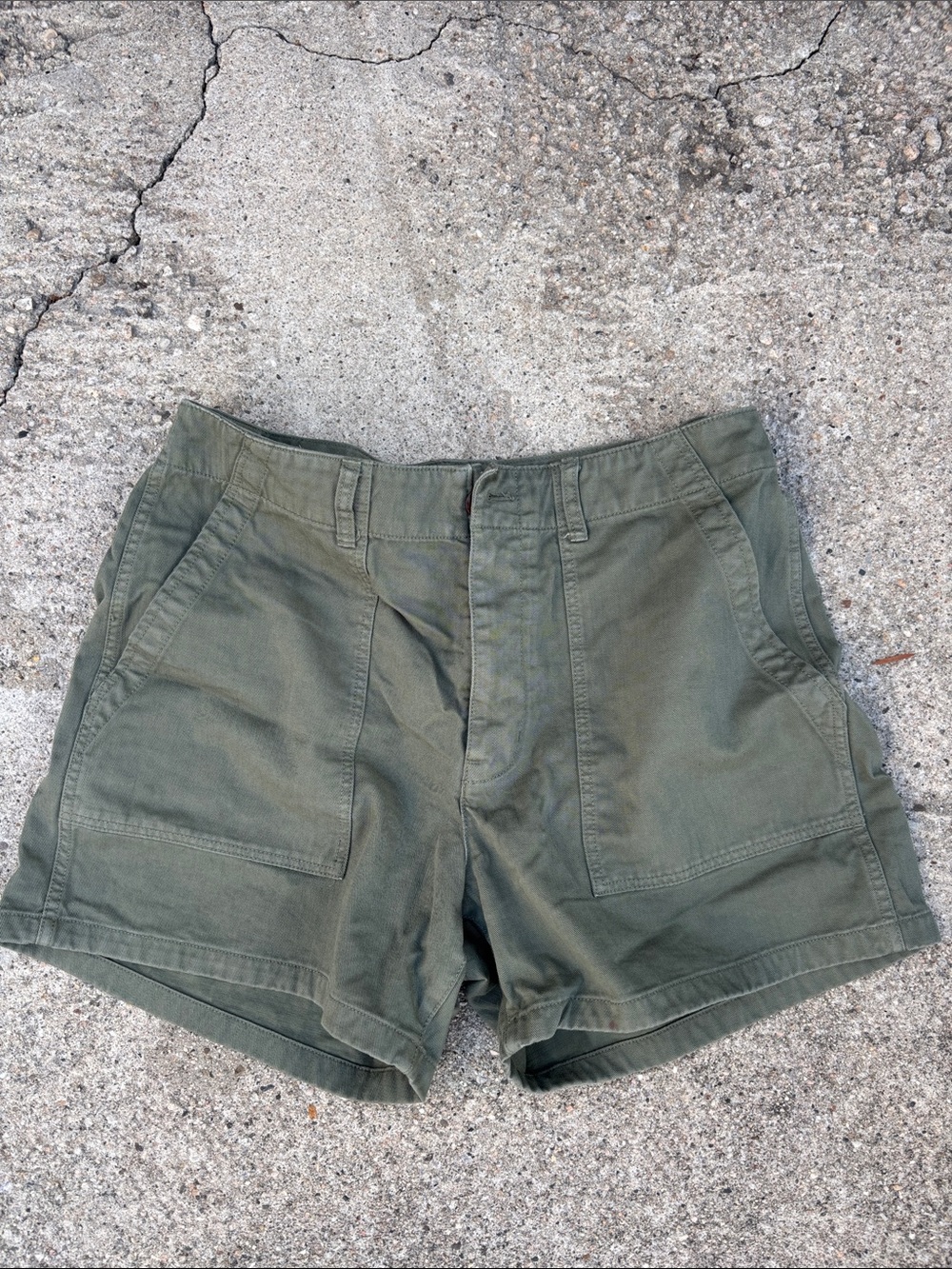 MADEWELL - Mens Fatigue Shorts Garment Dyed Cotton Twill - 34 Waist - Green